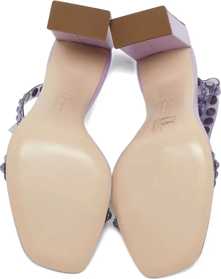 pre-owned 110mm Sebastian crystal-embellished leather sandals - Image 4