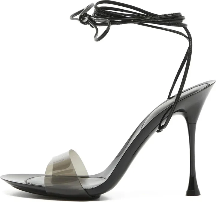 pre-owned 110mm Spice Glass transparent strap sandals