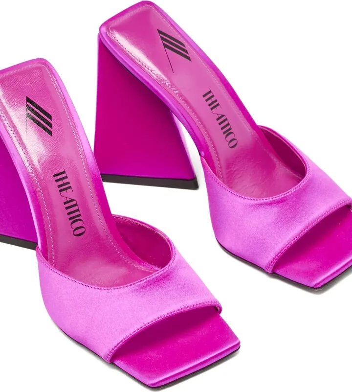 Pre-Owned 110mm Square-Toe Satin Sandals - Image 2