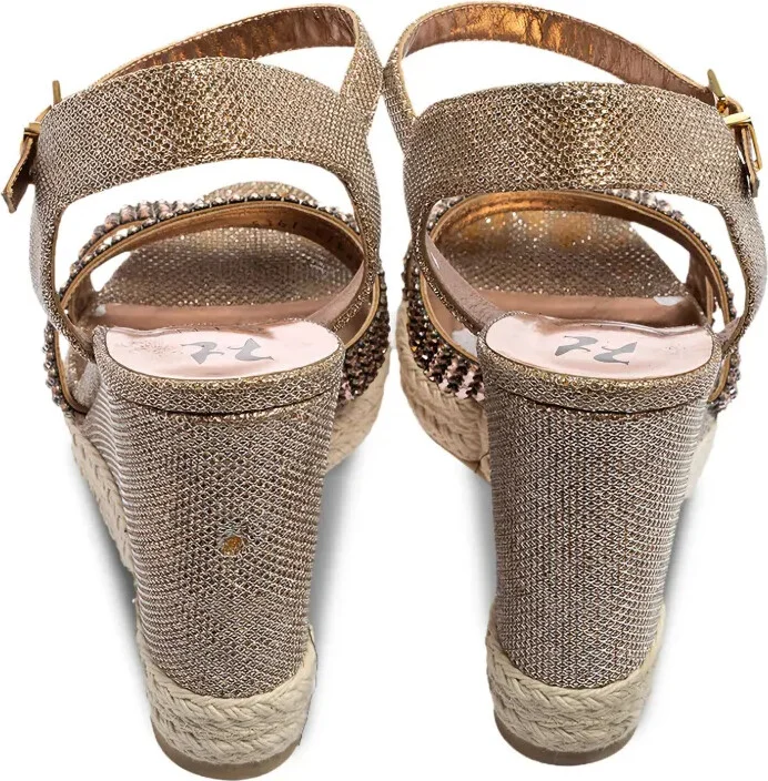 Pre-Owned 110mm Strappy Embellished Wedge Sandals - Image 3