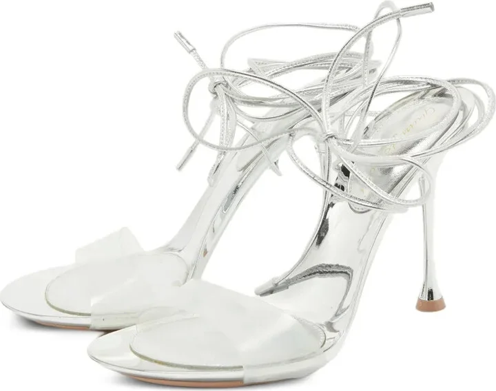 Pre-Owned 110mm Strappy Metallic-Effect Sandals - Image 2