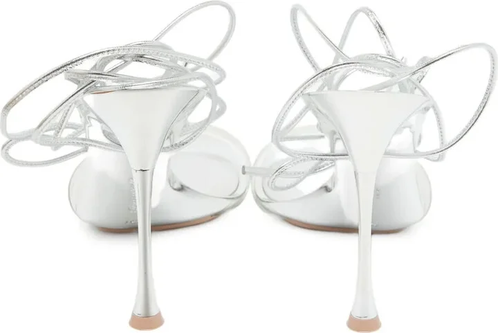 Pre-Owned 110mm Strappy Metallic-Effect Sandals - Image 4