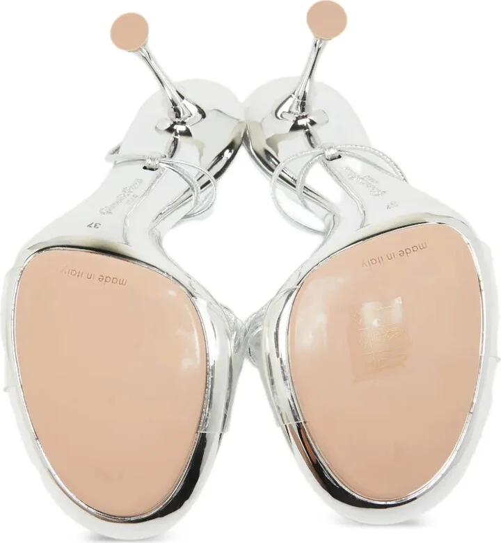 Pre-Owned 110mm Strappy Metallic-Effect Sandals - Image 5
