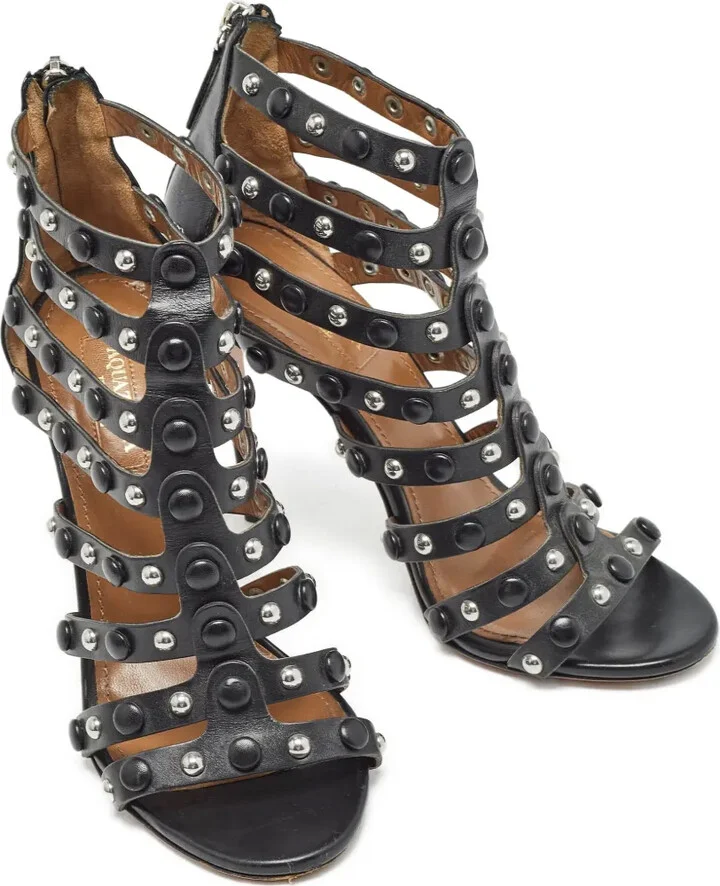 Pre-Owned 110mm Studded Strappy Sandals - Image 2