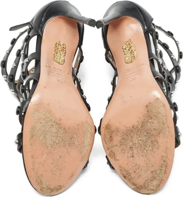 Pre-Owned 110mm Studded Strappy Sandals - Image 4