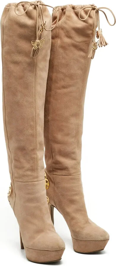 Pre-Owned 110mm Suede Boots - Image 2