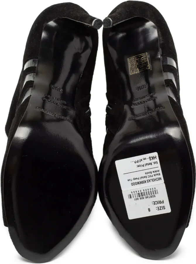 Pre-Owned 110mm Suede Chevron Booties - Image 3