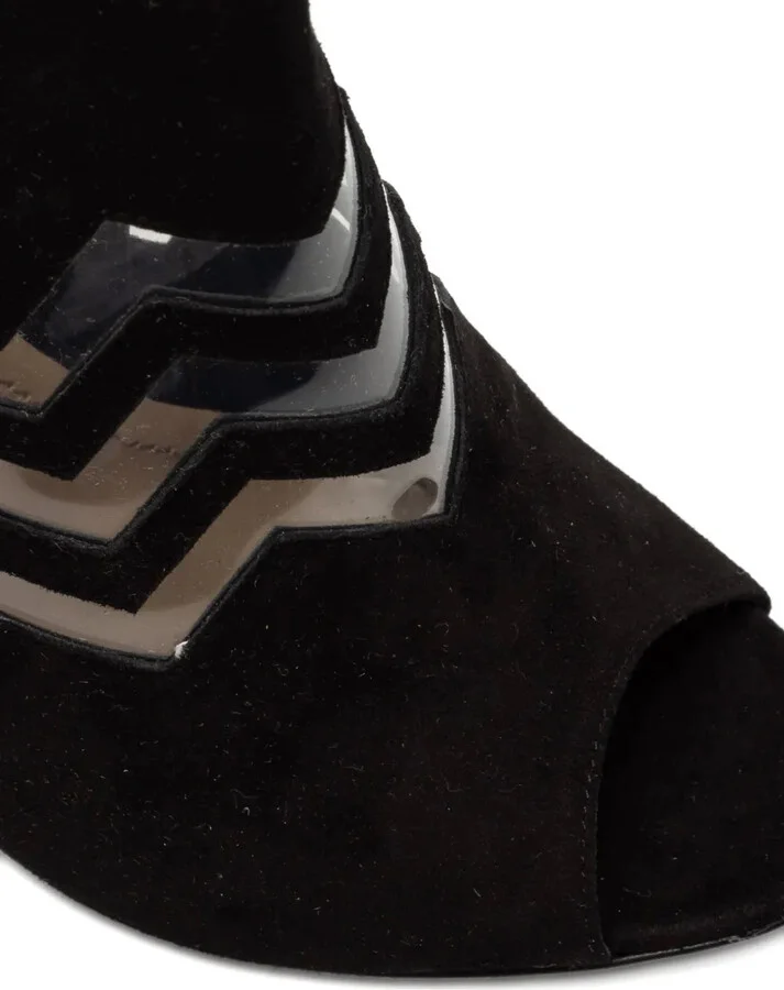 Pre-Owned 110mm Suede Chevron Booties - Image 4
