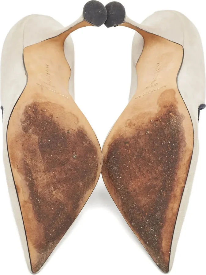 Pre-Owned 110mm Suede Cut-Out Pumps - Image 4
