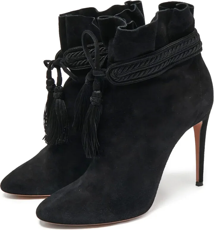Pre-Owned 110mm Tassel-Embellished Ankle Boots - Image 2