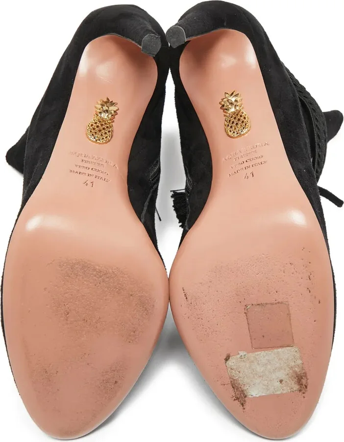 Pre-Owned 110mm Tassel-Embellished Ankle Boots - Image 4