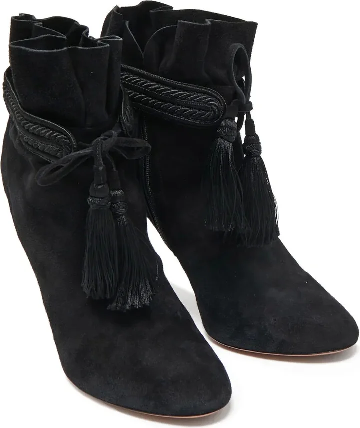 Pre-Owned 110mm Tassel-Embellished Ankle Boots - Image 5