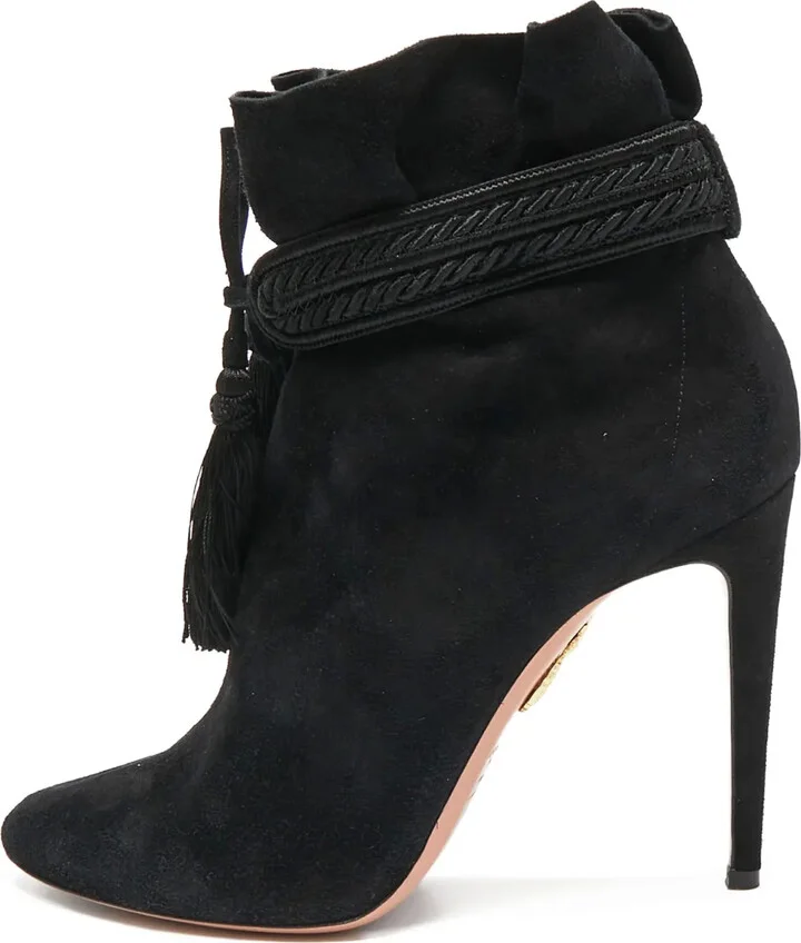 Pre-Owned 110mm Tassel-Embellished Ankle Boots