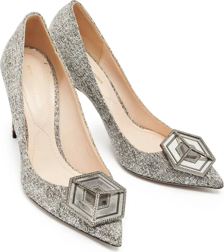 Pre-Owned 110mm Textured Pointed-Toe Pumps - Image 2