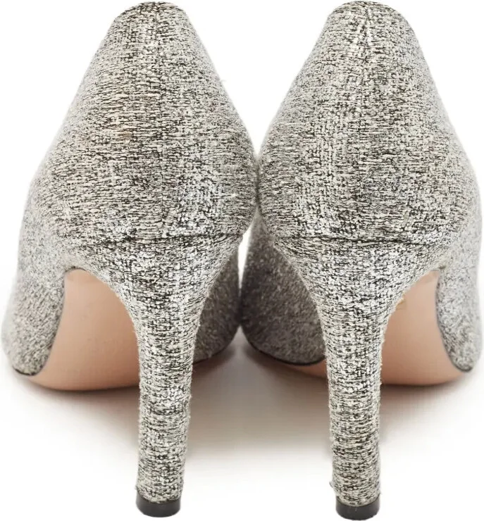 Pre-Owned 110mm Textured Pointed-Toe Pumps - Image 3