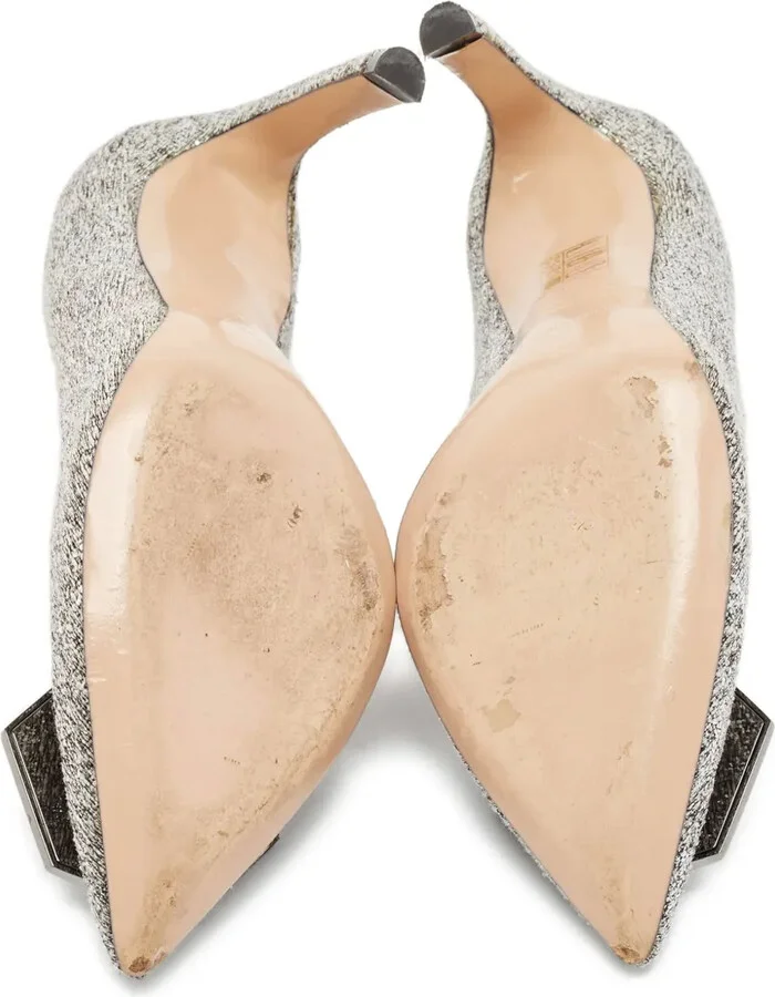 Pre-Owned 110mm Textured Pointed-Toe Pumps - Image 4