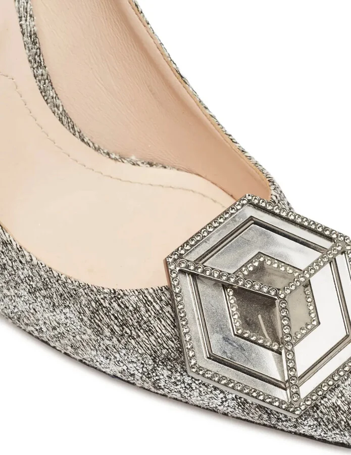 Pre-Owned 110mm Textured Pointed-Toe Pumps - Image 5