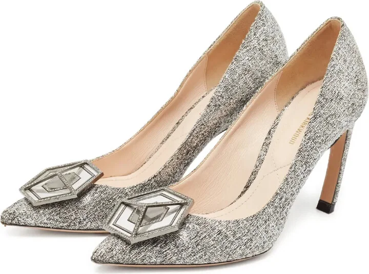Pre-Owned 110mm Textured Pointed-Toe Pumps