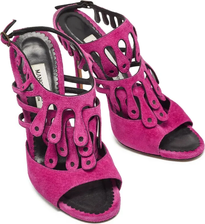 pre-owned 110mm Toubib cut-out suede sandals - Image 2