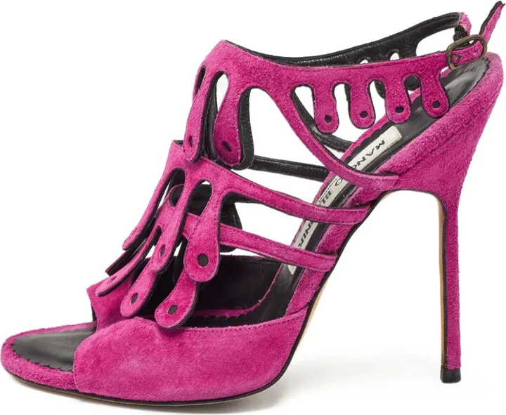 pre-owned 110mm Toubib cut-out suede sandals