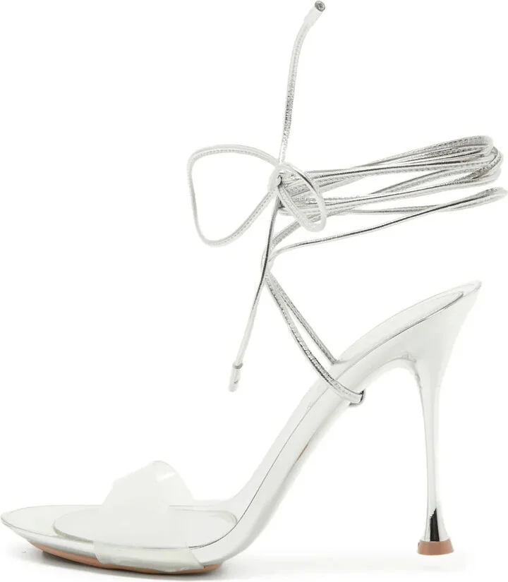 Pre-Owned 110mm Transparent-Strap Sandals
