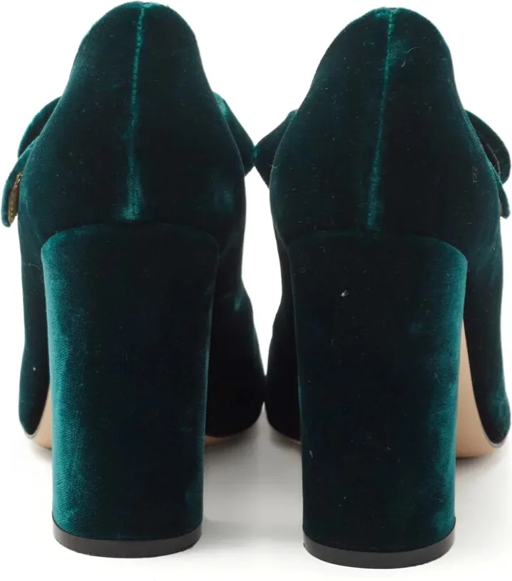 Pre-Owned 110mm Velvet Buckled Pumps - Image 3