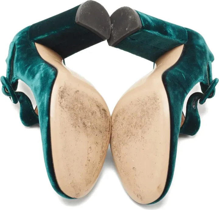 Pre-Owned 110mm Velvet Buckled Pumps - Image 4