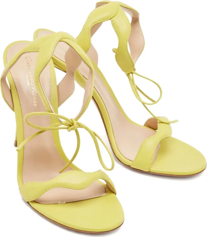 Pre-Owned 110mm Wave Leather Sandals - Image 2