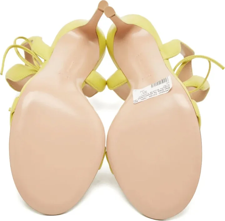 Pre-Owned 110mm Wave Leather Sandals - Image 4