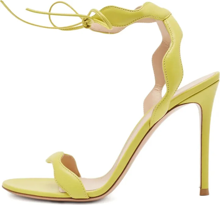 Pre-Owned 110mm Wave Leather Sandals