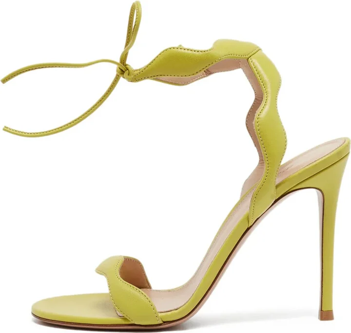pre-owned 110mm Wavy scalloped strappy sandals
