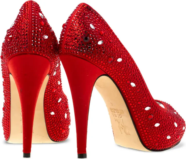 Pre-owned 115mm crystal-embellished peep-toe pumps - Image 4
