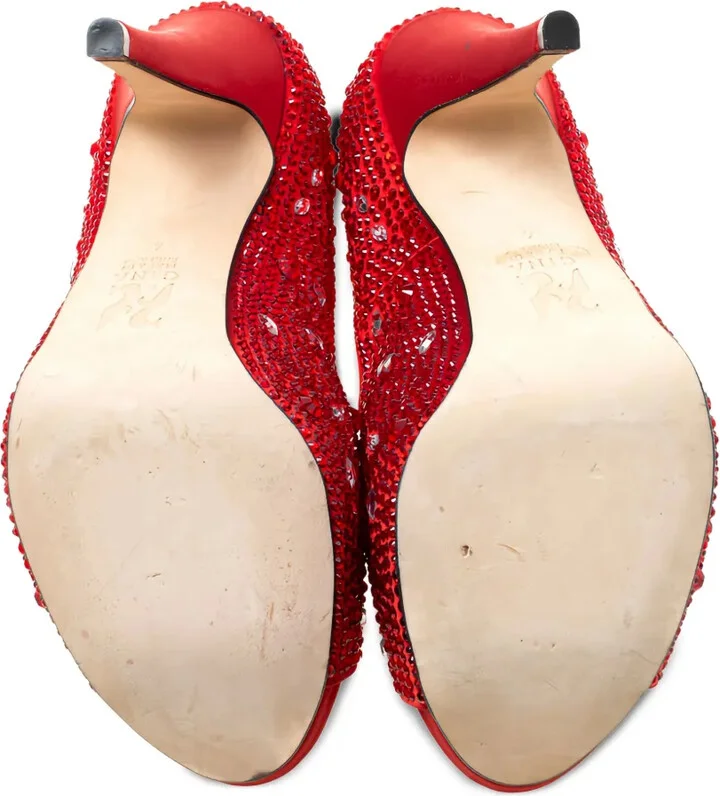 Pre-owned 115mm crystal-embellished peep-toe pumps - Image 5