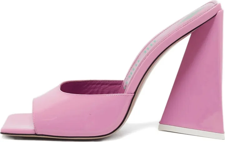 Pre-owned 115mm leather square-toe sandals