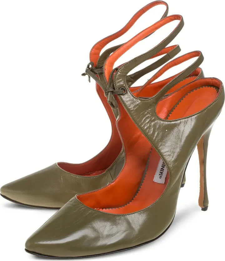 Pre-Owned 115mm Patent Leather Cut Out Pumps - Image 2