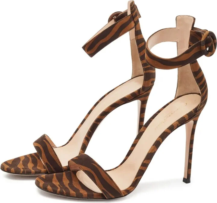 pre-owned 115mm Portofino zebra-print stiletto sandals - Image 2