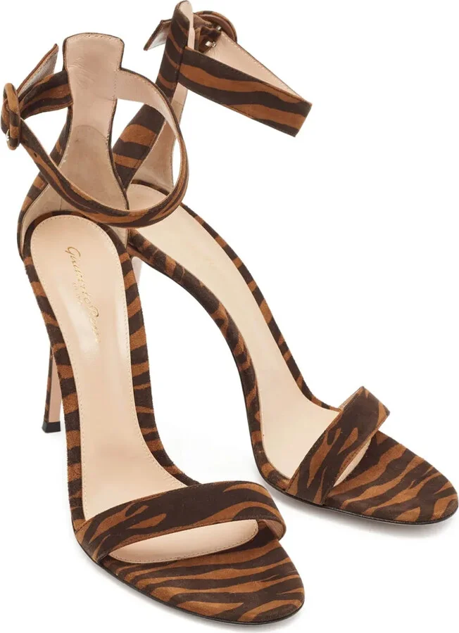 pre-owned 115mm Portofino zebra-print stiletto sandals - Image 3