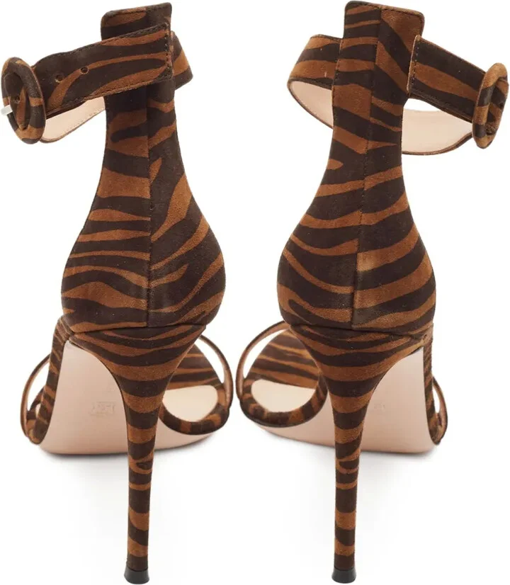 pre-owned 115mm Portofino zebra-print stiletto sandals - Image 5
