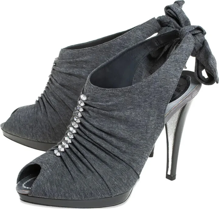 Pre-owned 115mm ruched crystal-embellished sandals - Image 3