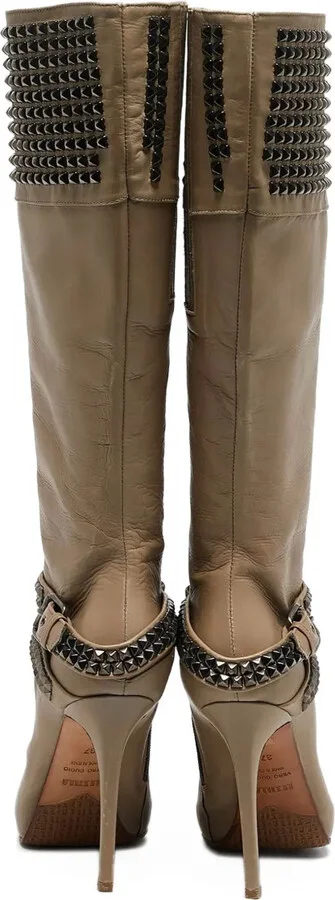 Pre-Owned 115mm Studded Knee-High Boots - Image 3