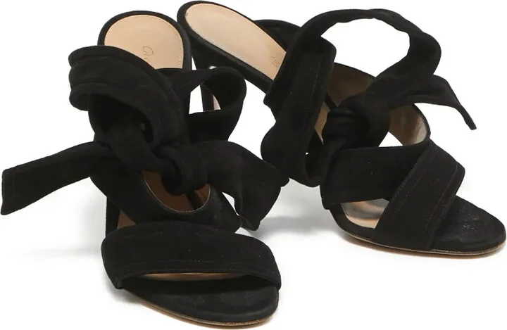 Pre-owned 115mm suede bow sandals - Image 2