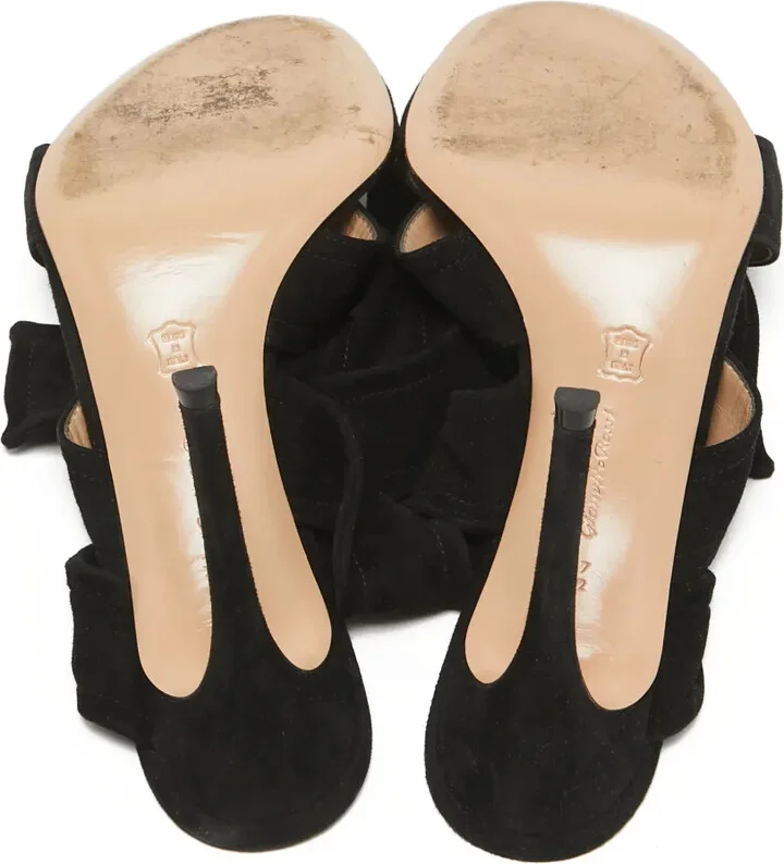 Pre-owned 115mm suede bow sandals - Image 4