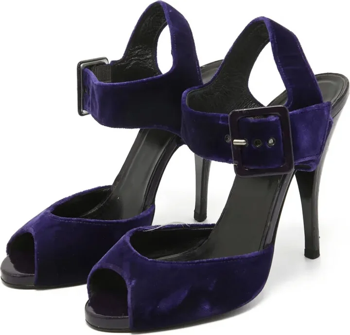 Pre-Owned 115mm Velvet Sandals - Image 3