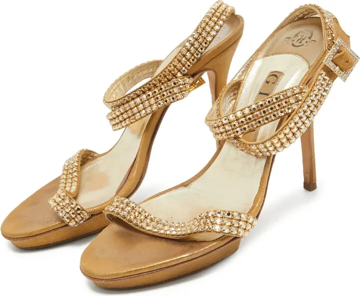 Pre-Owned 120mm Crystal-Embellished Strappy Sandals - Image 2