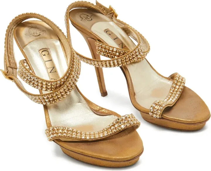Pre-Owned 120mm Crystal-Embellished Strappy Sandals - Image 3