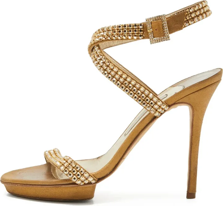 Pre-Owned 120mm Crystal-Embellished Strappy Sandals