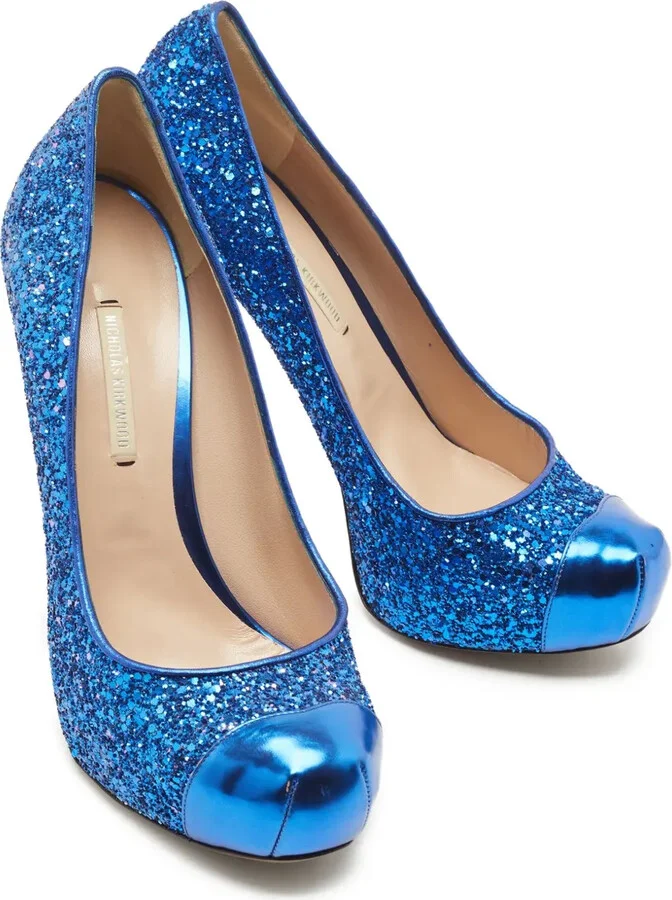 Pre-Owned 120mm Glitter-Embellished Platform Pumps - Image 2
