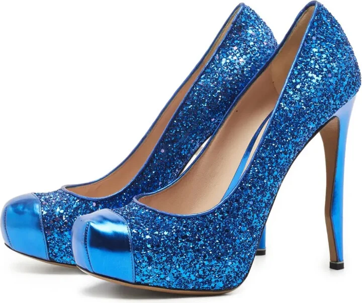 Pre-Owned 120mm Glitter-Embellished Platform Pumps - Image 3