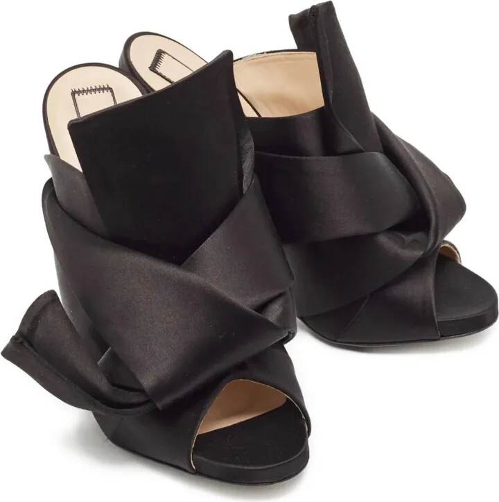 Pre-Owned 120mm Knotted Satin Sandals - Image 2