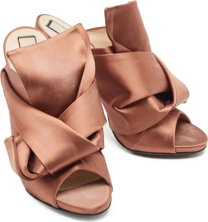 Pre-Owned 120mm Knotted Satin Sandals - Image 2